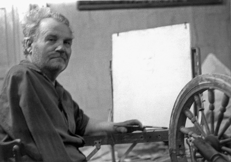 1989 г. Фоминичи. Косенков за работой над портретом друга А.И.Кондрашова.