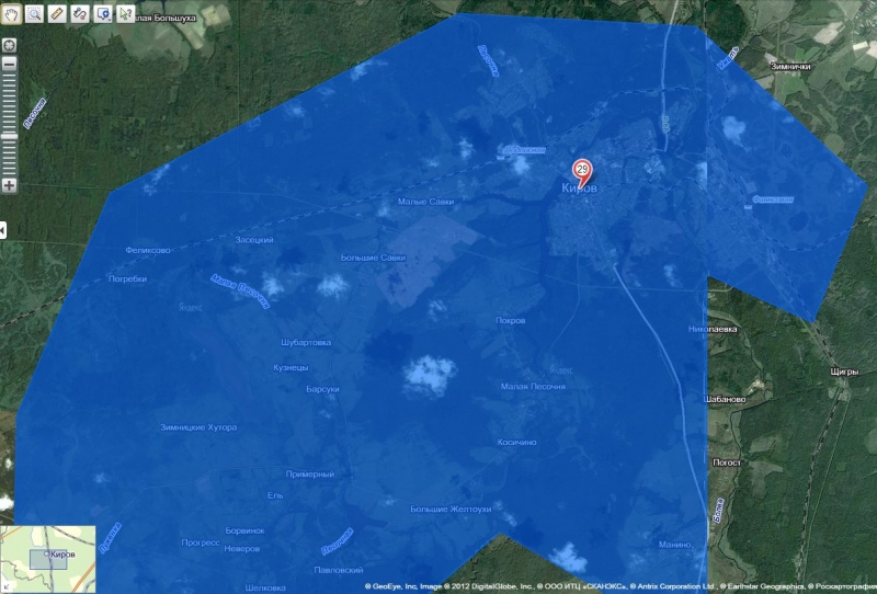 Яндекс сделал новую спутниковую съемку Кирова и юга Кировского района